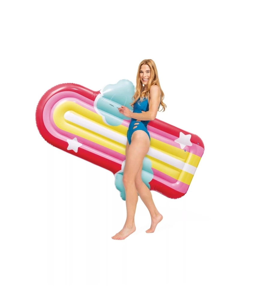 MATERASSINO GONFIABILE INTEX "RAINBOW CON NUVOLE" IN VINILE 175X117X20 CM - COD. 58729EU