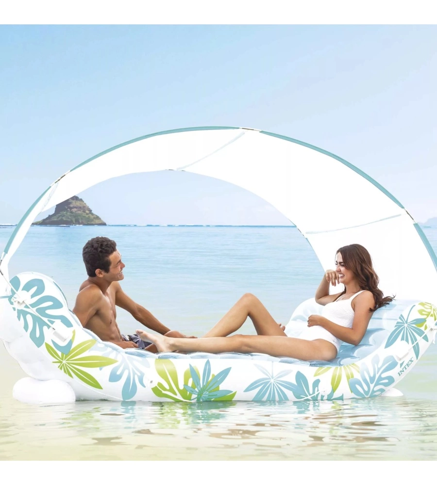 MATERASSINO GONFIABILE INTEX "LOUNGE TROPICAL" IN VINILE AZZURRO 224X150X165 CM - COD. 56294EU