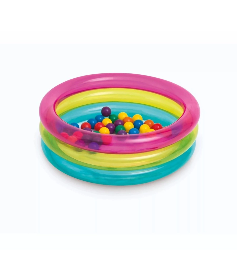 PISCINA GONFIABILE PER BAMBINI INTEX "3 ANELLI CON PALLINE FUN BALLZ" IN VINILE MULTICOLORE 86X86X25 CM - COD. 48674NP