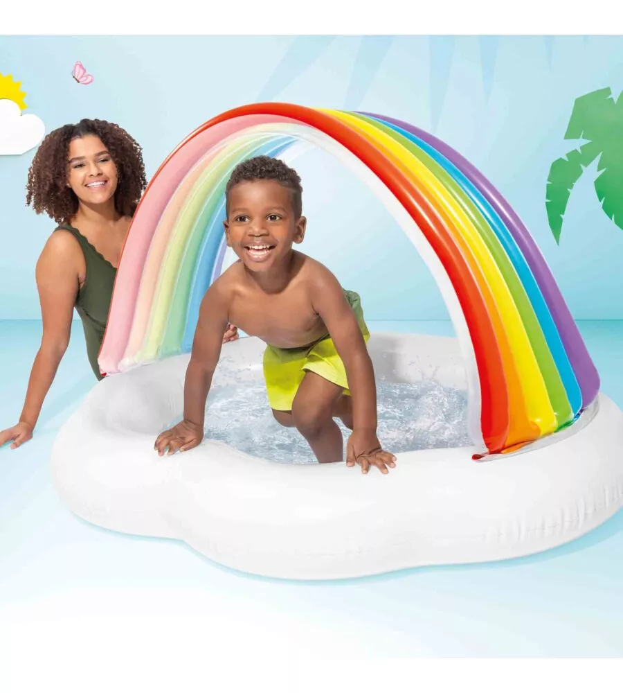 PISCINA GONFIABIE PER BAMBINI INTEX "ARCOBALENO" IN VINILE 142X119X84 CM - COD. 57141NP