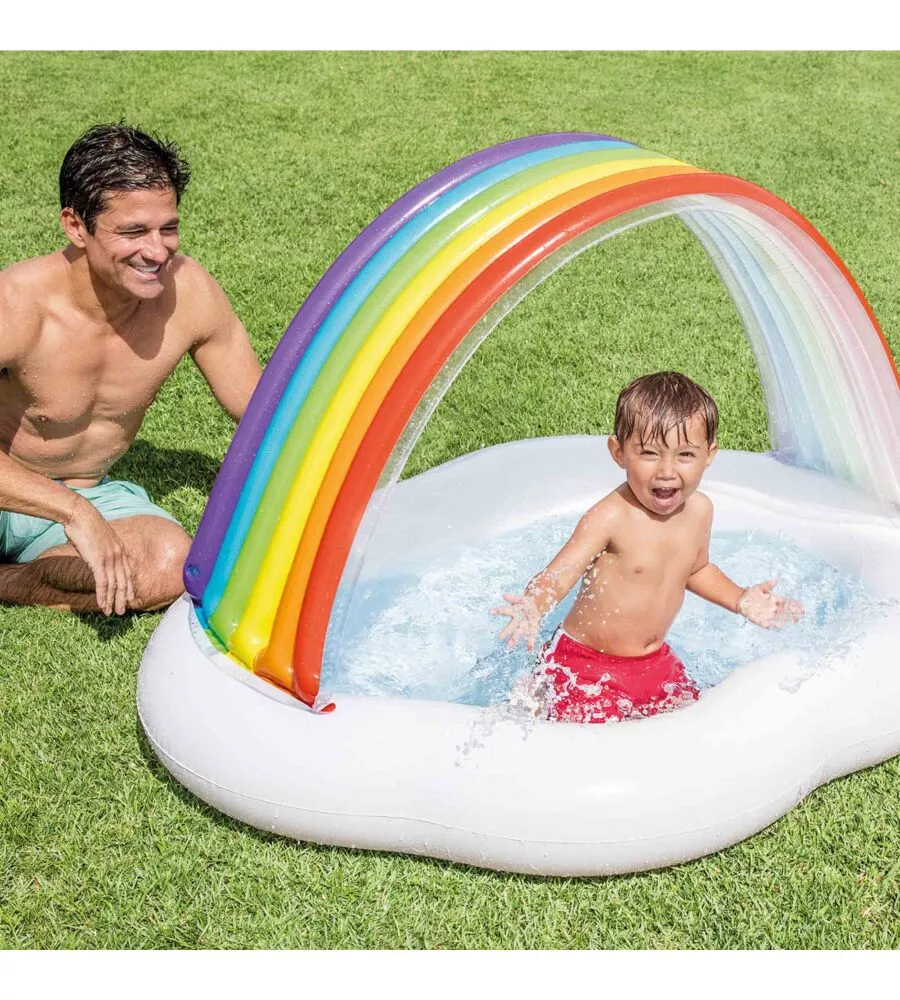 PISCINA GONFIABIE PER BAMBINI INTEX "ARCOBALENO" IN VINILE 142X119X84 CM - COD. 57141NP
