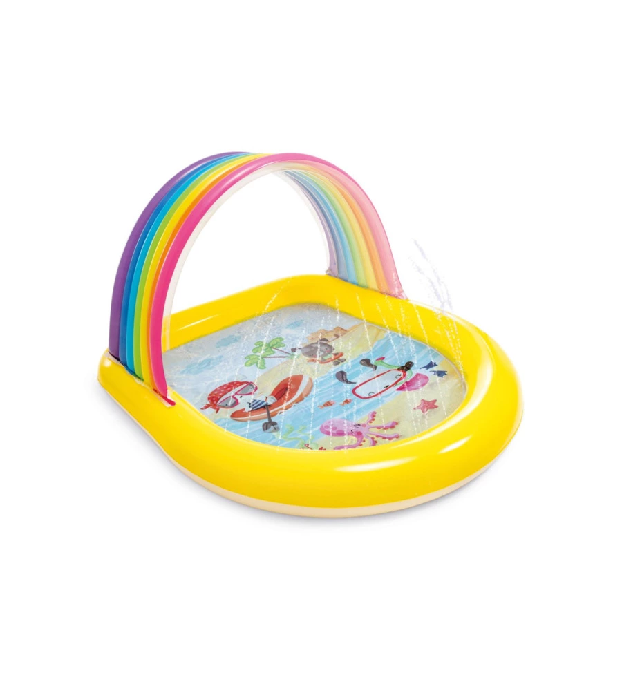 PISCINA GONFIABIE PER BAMBINI INTEX "ARCOBALENO" CON SPRUZZINO IN VINILE 147X130X86 CM - COD. 57156NP