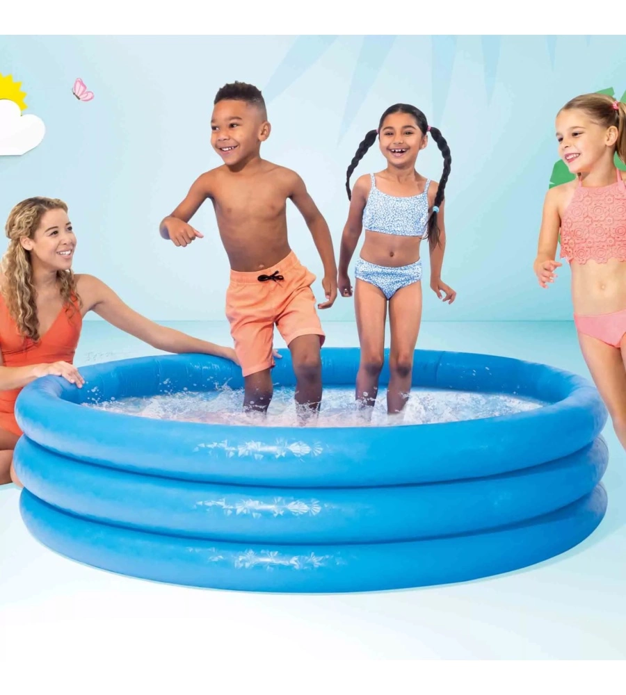 PISCINA GONFIABILE PER BAMBINI INTEX "CRYSTAL" IN VINILE BLU 168X168X38 CM - COD. 58446NP