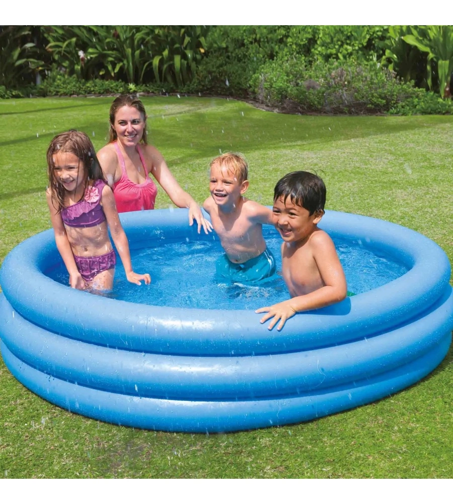 PISCINA GONFIABILE PER BAMBINI INTEX "CRYSTAL" IN VINILE BLU 168X168X38 CM - COD. 58446NP
