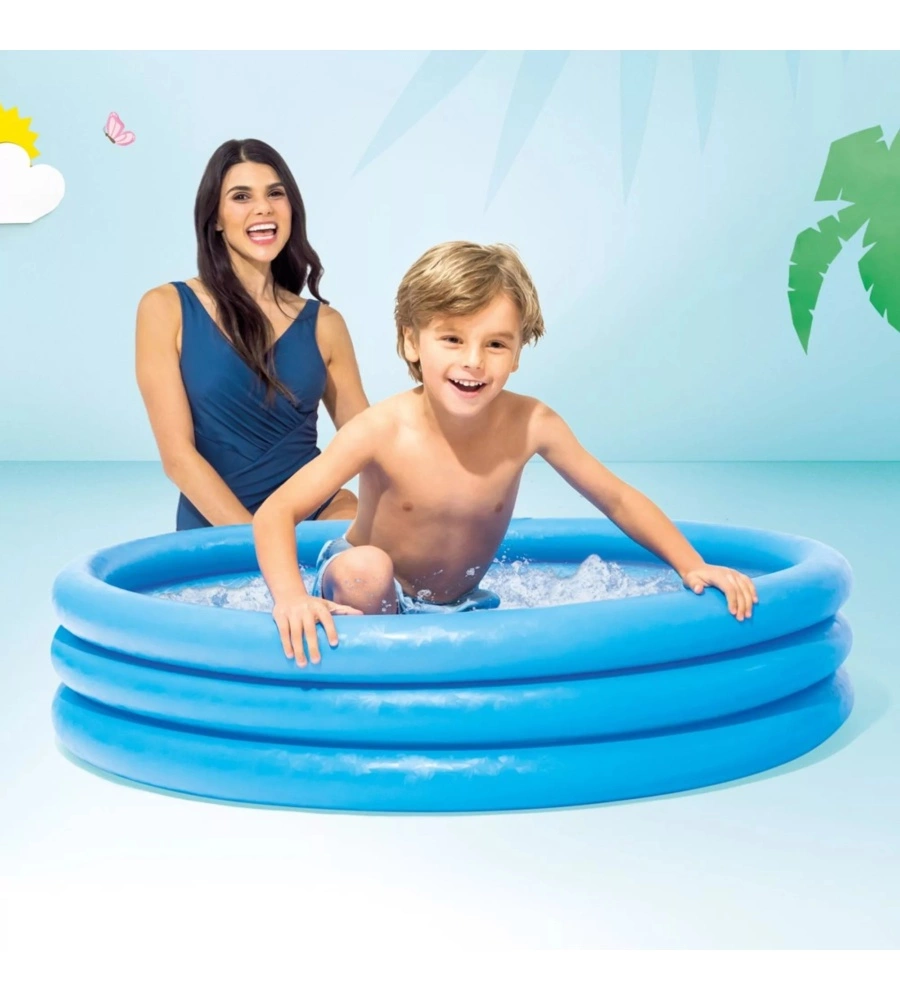 PISCINA GONFIABILE PER BAMBINI INTEX "CRYSTAL" IN VINILE BLU 114X114X25 CM - COD. 59416NP