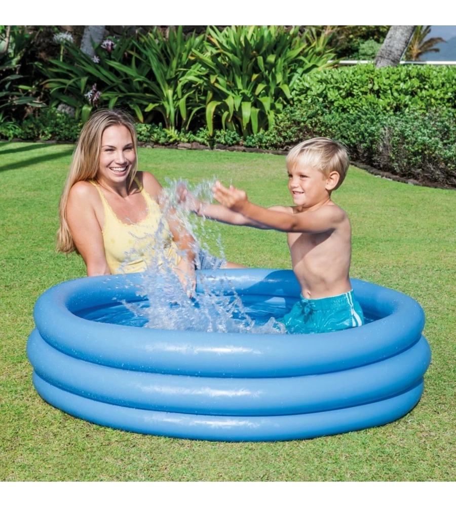 PISCINA GONFIABILE PER BAMBINI INTEX "CRYSTAL" IN VINILE BLU 114X114X25 CM - COD. 59416NP