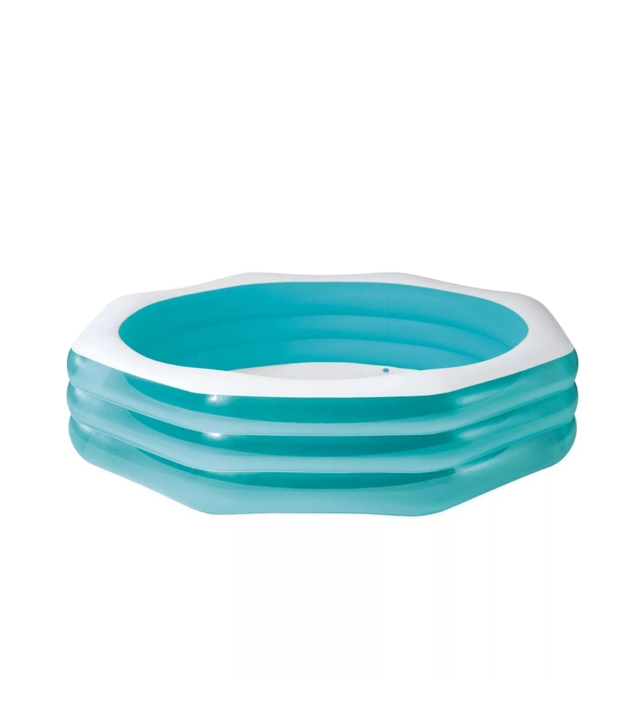 PISCINA GONFIABILE PER BAMBINI INTEX "SWIM CENTER FAMILY OTTAGONALE" IN VINILE AZZURRO E BIANCO 254X254X56 CM - COD. 58492NP