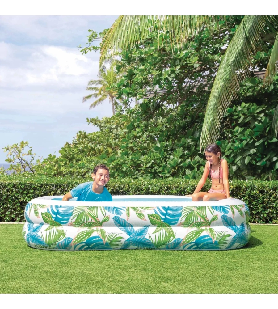 PISCINA GONFIABILE PER BAMBINI INTEX "FAMILY PALMA" IN VINILE 229X152X48 CM - COD. 57177NP