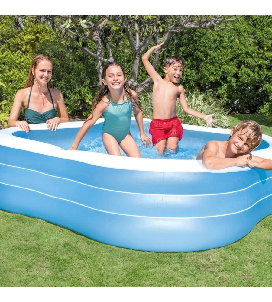 PISCINA GONFIABILE PER BAMBINI INTEX "FAMILY QUADRATA" IN VINILE COLORI ASSORTITI 229X229X56 CM - COD. 57495NP