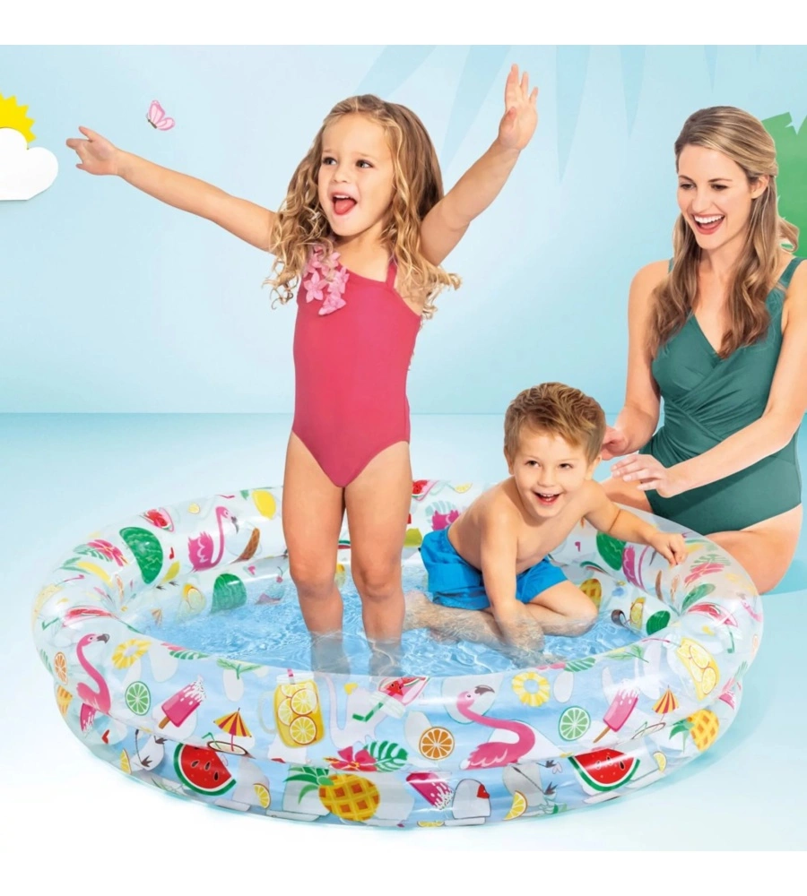 PISCINA GONFIABILE PER BAMBINI INTEX "JUST SO FRUITY" IN VINILE 122X122X25 CM - COD. 59421NP