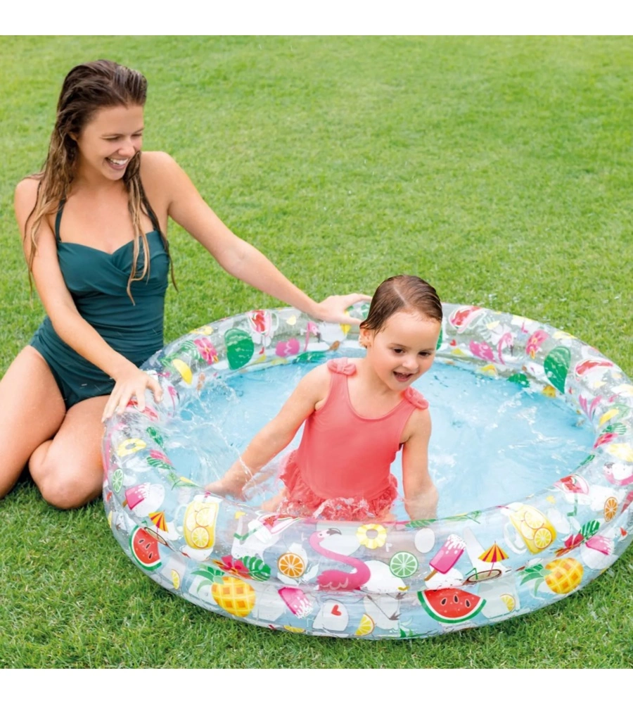 PISCINA GONFIABILE PER BAMBINI INTEX "JUST SO FRUITY" IN VINILE 122X122X25 CM - COD. 59421NP