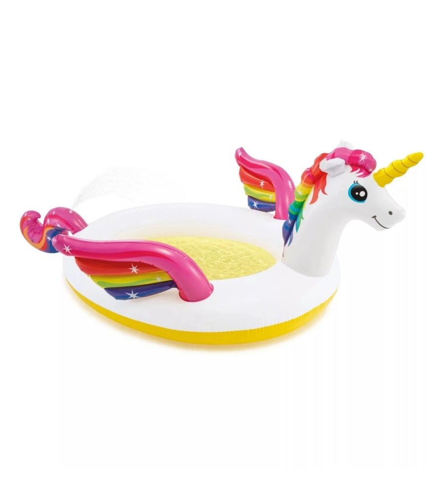 PISCINA GONFIABILE PER BMABINI INTEX "UNICORNO CON SPRUZZO" IN VINILE 272X193X104 CM - COD. 57441NP