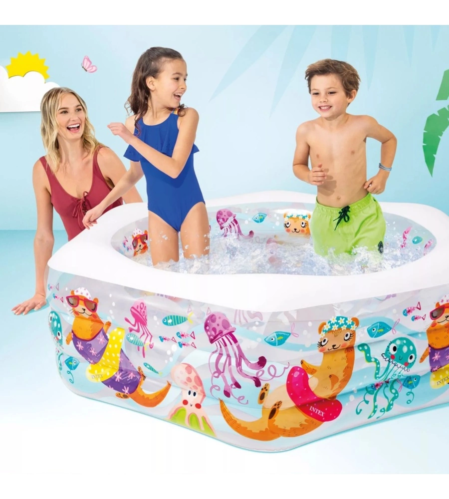 PISCINA GONFIABILE PER BAMBINI INTEX "OCEANO" IN VINILE 191X178X61 CM - COD. 56493NP