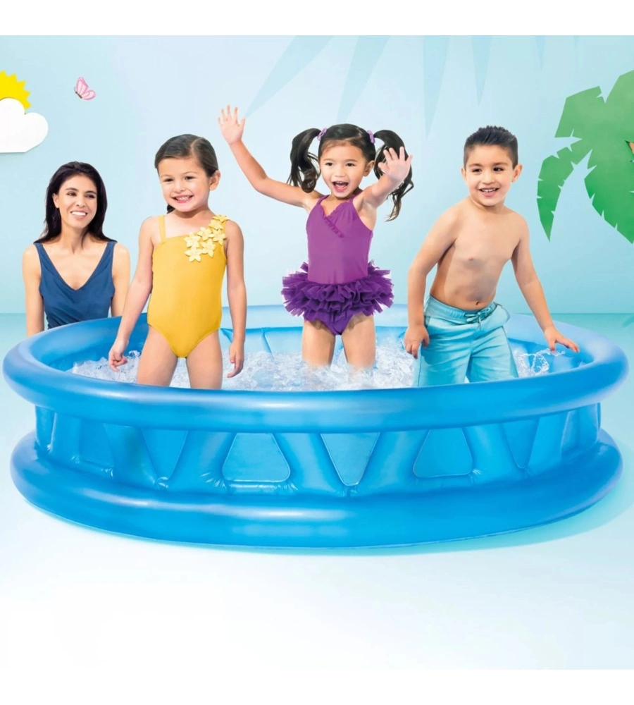 PISCINA GONFIABILE PER BAMBINI INTEX "TRIANGOLI SOFT" IN VINILE BLU 188X188X46 CM - COD. 58431NP