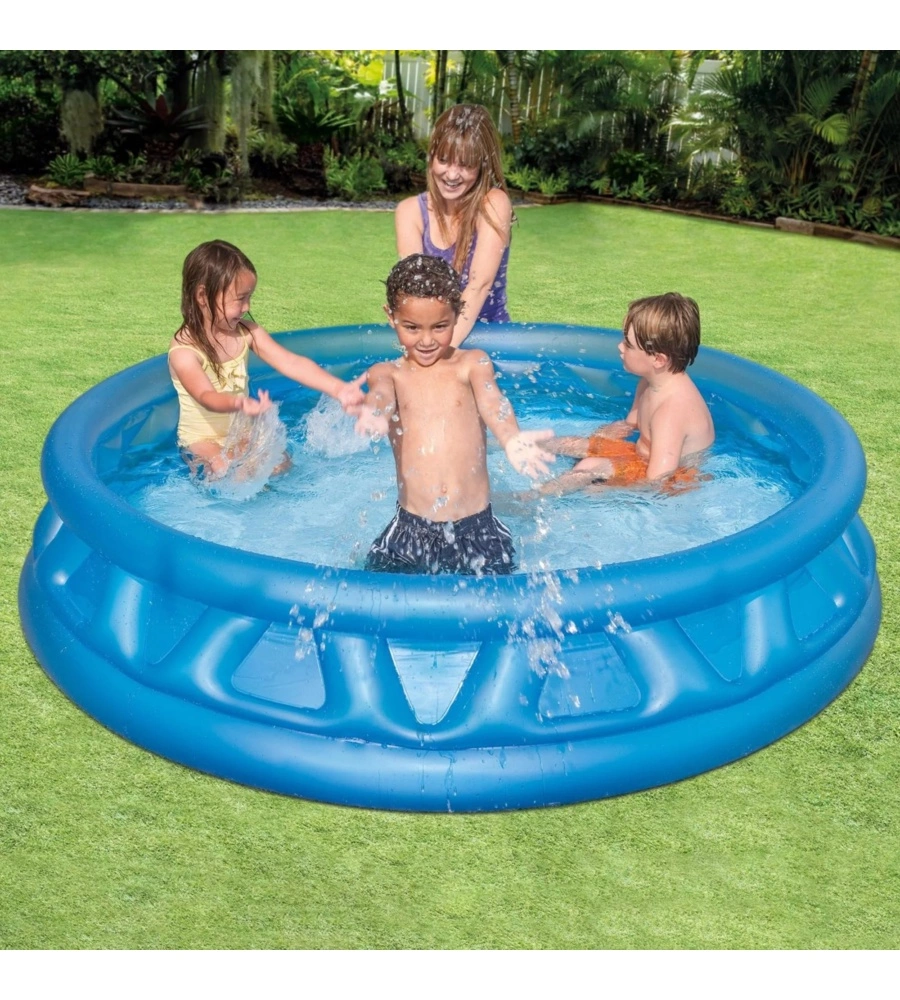 PISCINA GONFIABILE PER BAMBINI INTEX "TRIANGOLI SOFT" IN VINILE BLU 188X188X46 CM - COD. 58431NP