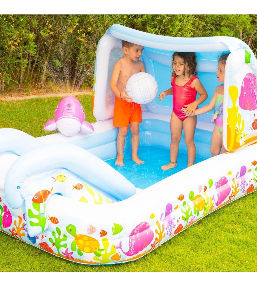 PLAYCENTER GONFIABILE INTEX "BALENA ROSA E AMICI" IN VINILE 229X147X107 CM - COD. 57447NP