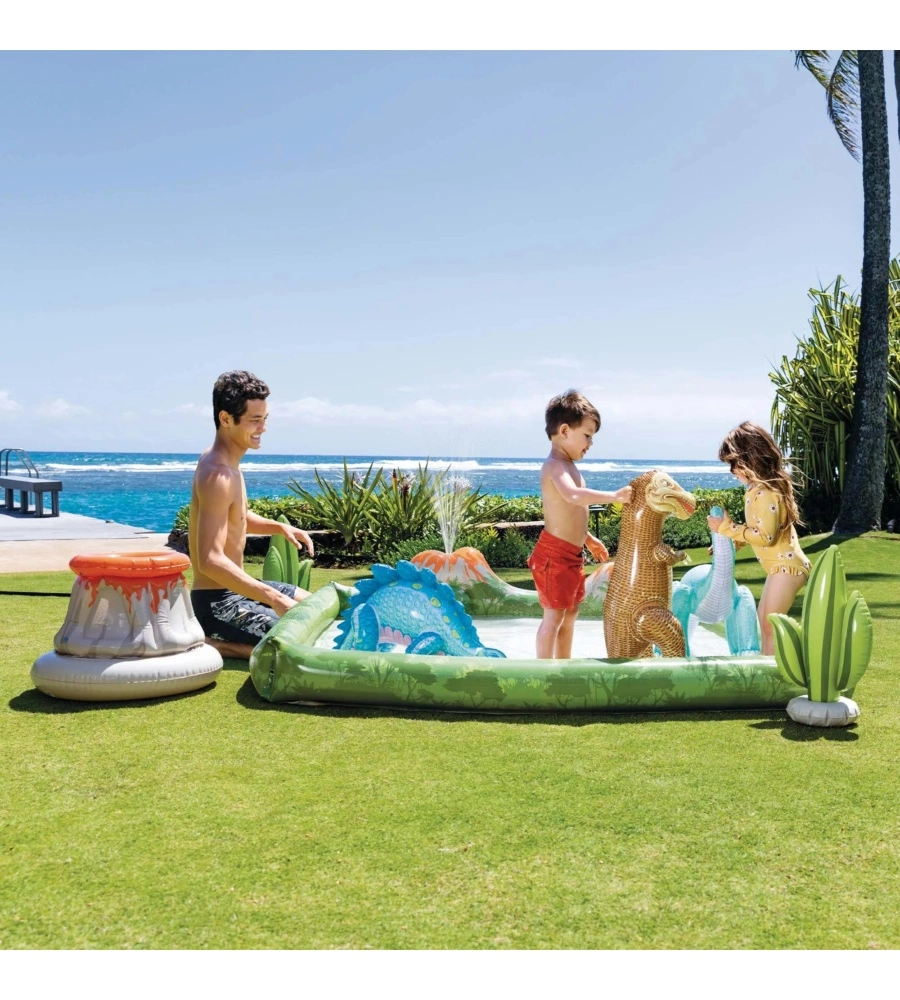 PLAYCENTER GONFIABILE INTEX "JURASSIC" CON PALLINE IN VINILE 201X201X36 CM - COD. 56132NP