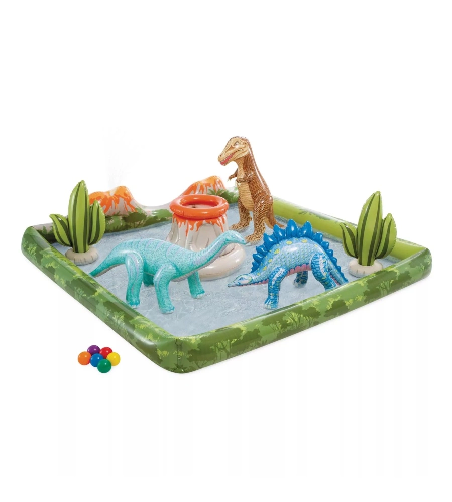 PLAYCENTER GONFIABILE INTEX "JURASSIC" CON PALLINE IN VINILE 201X201X36 CM - COD. 56132NP