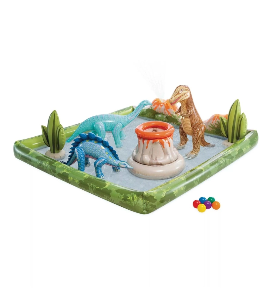 PLAYCENTER GONFIABILE INTEX "JURASSIC" CON PALLINE IN VINILE 201X201X36 CM - COD. 56132NP