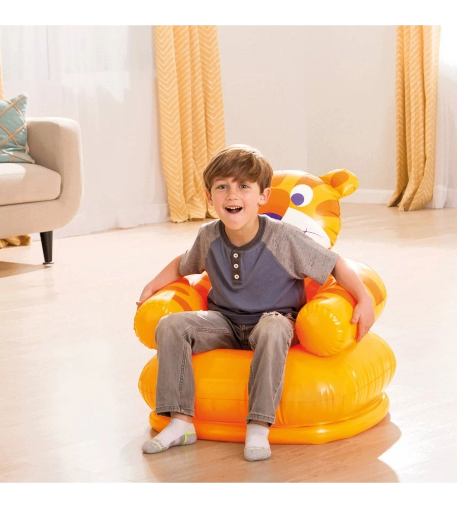 POLTRONA GONFIABILE PER BAMBINI INTEX "ANIMALI FELICI" IN VINILE COLORI ASSORTITI 65X64X74 CM - COD. 68556NP