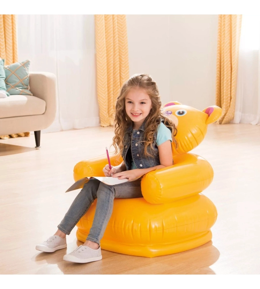 POLTRONA GONFIABILE PER BAMBINI INTEX "ANIMALI FELICI" IN VINILE COLORI ASSORTITI 65X64X74 CM - COD. 68556NP