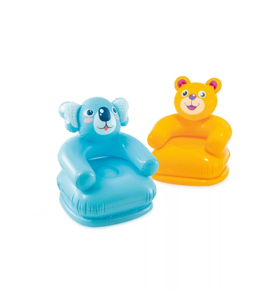 POLTRONA GONFIABILE PER BAMBINI INTEX "ANIMALI FELICI" IN VINILE COLORI ASSORTITI 65X64X74 CM - COD. 68556NP