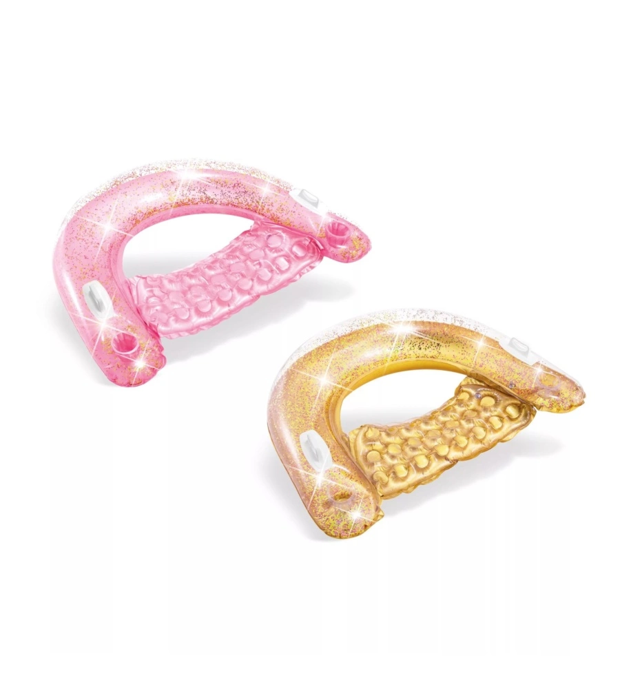 POLTRONA GONFIABILE INTEX "SIT AND FLOAT GLITTER" IN VINILE COLORI ASSORTITI 119X97X28 CM