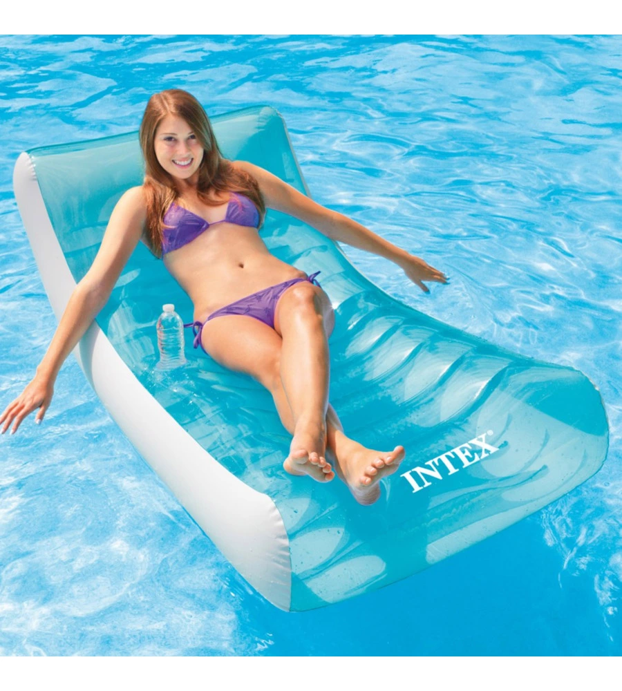 MATERASSINO GONFIABILE INTEX "SPLASH LOUNGE" IN VINILE BIANCO E AZZURRO 191X99 CM - COD. 58856EU
