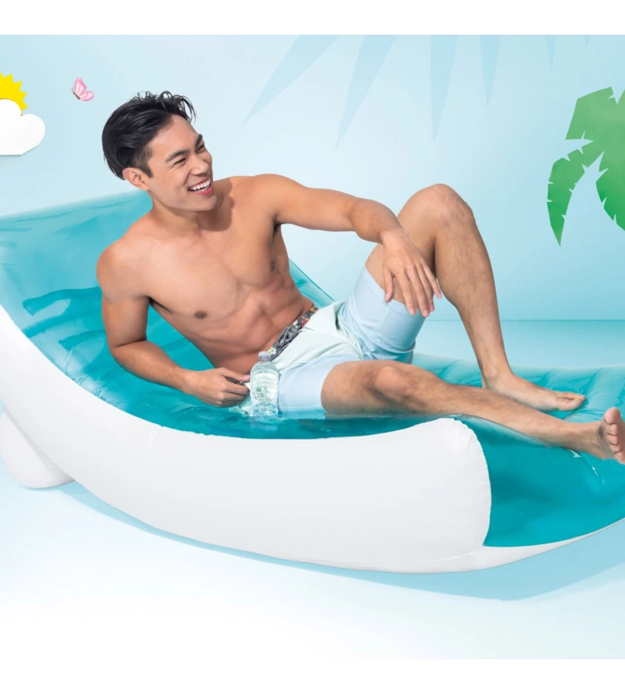 MATERASSINO GONFIABILE INTEX "SPLASH LOUNGE" IN VINILE BIANCO E AZZURRO 191X99 CM - COD. 58856EU