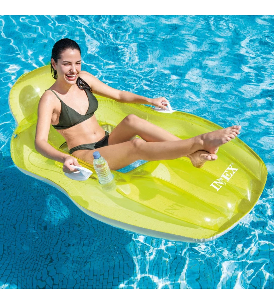 POLTRONA GONFIABILE CON SCHIENALE INTEX IN VINILE COLORI ASSORTITI 163X104 CM - COD. 56805EU