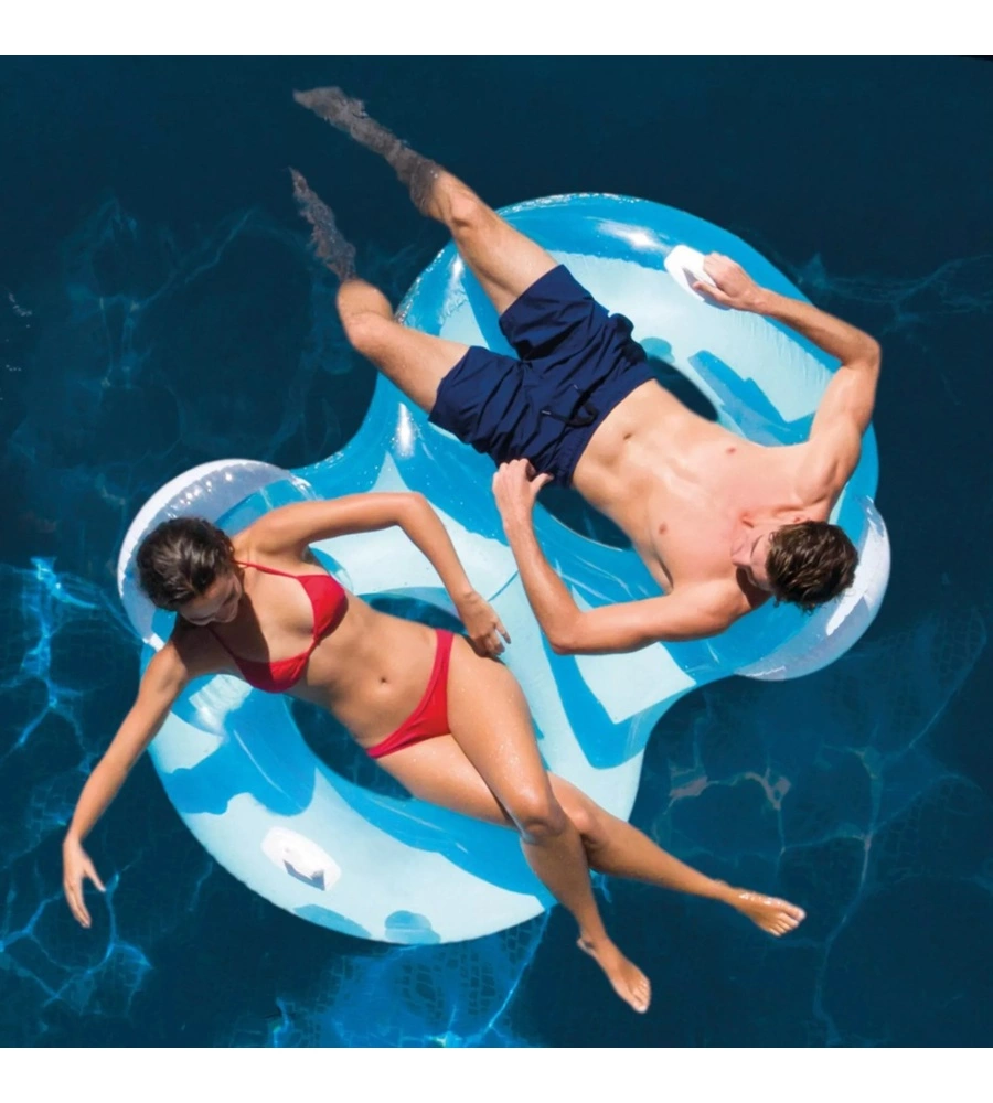 SALVAGENTE GONFIABILE DOPPIO INTEX CON MANIGLIE E SCHIENALE IN VINILE AZZURRO 198X117 CM - COD. 56800EU