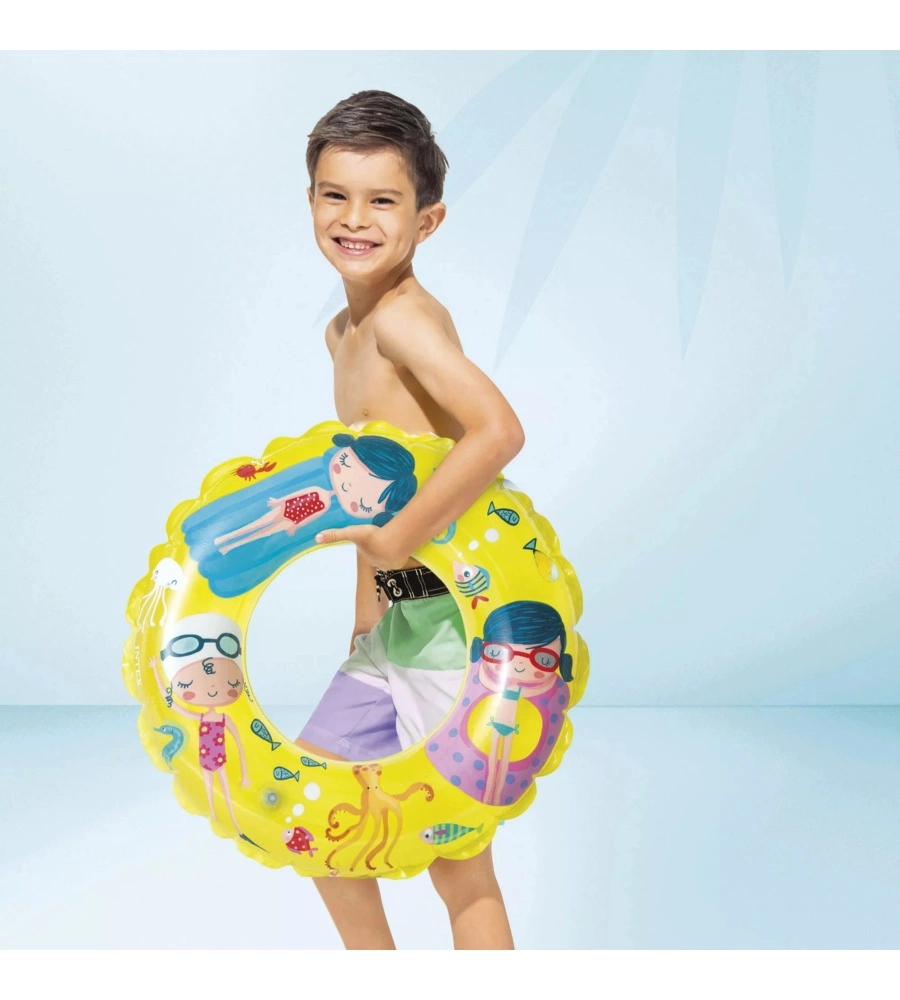 SALVAGENTE GONFIABILE PER BAMBINI INTEX IN VINILE COLORI ASSORTITI TEMA MARINO Ø 97 CM - COD. 59242NP