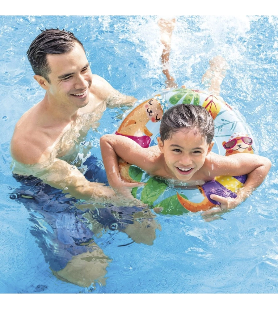 SALVAGENTE GONFIABILE PER BAMBINI INTEX IN VINILE COLORI ASSORTITI TEMA MARINO Ø 97 CM - COD. 59242NP