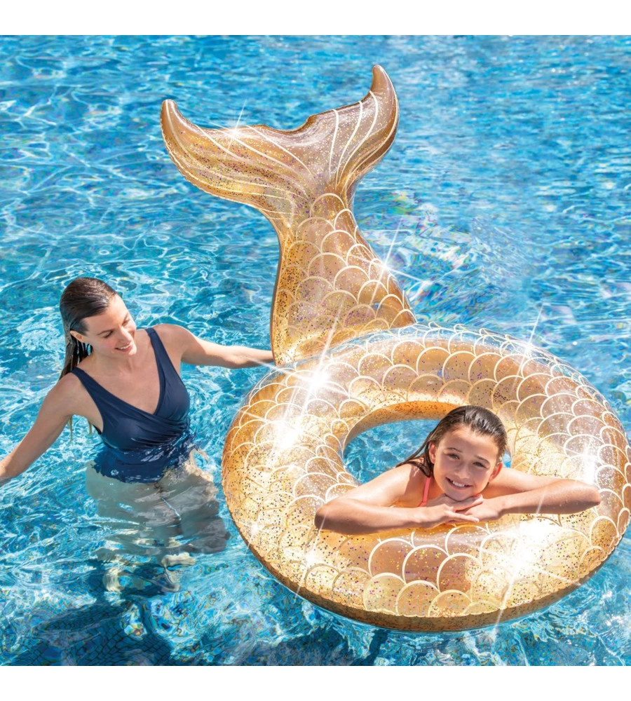 SALVAGENTE GONFIABILE INTEX "SIRENA GLITTER" IN VINILE COLORI ASSORTITI 147X107X79 CM - COD. 56258EU