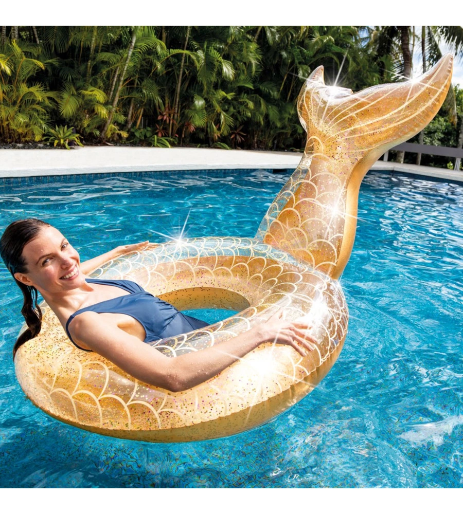 SALVAGENTE GONFIABILE INTEX "SIRENA GLITTER" IN VINILE COLORI ASSORTITI 147X107X79 CM - COD. 56258EU