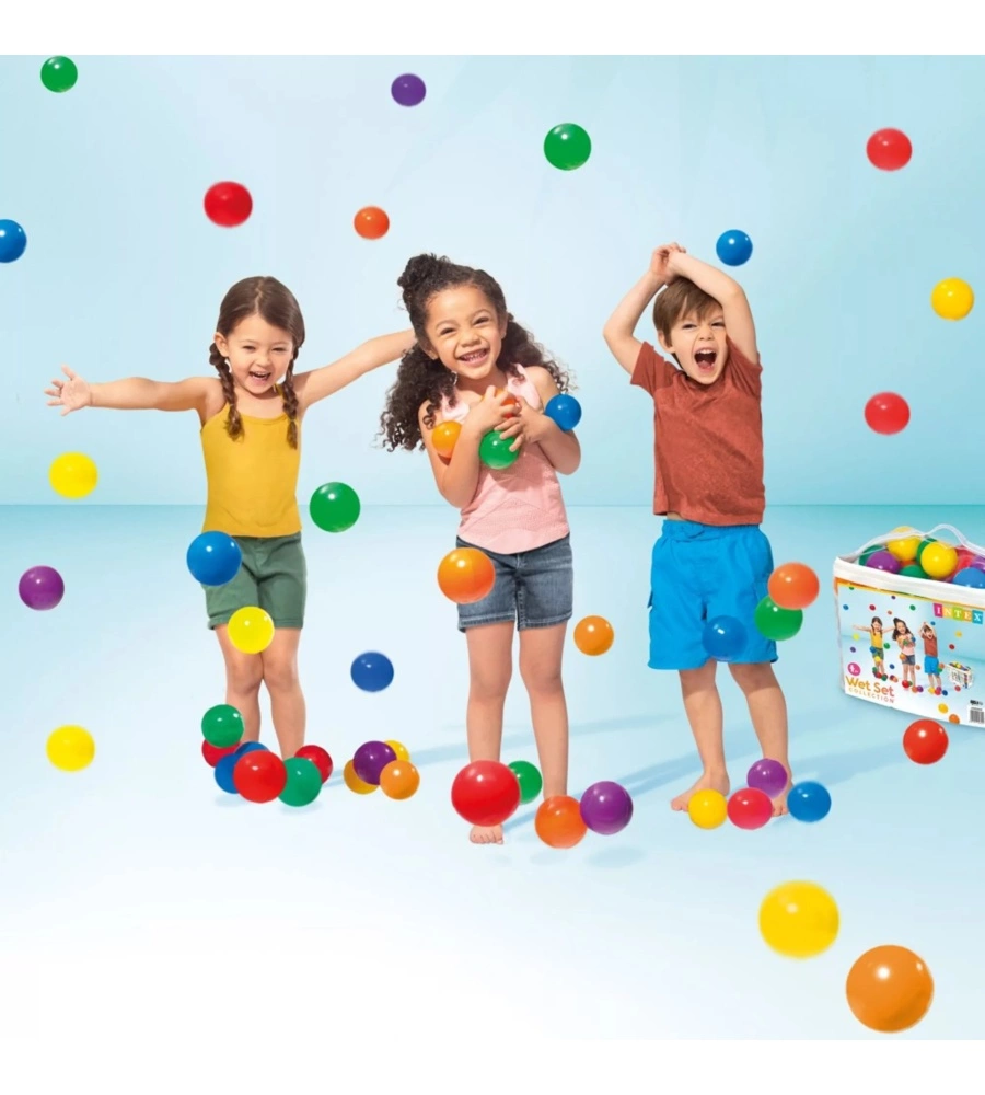 SET 100 PALLINE INTEX "FUN BALLZ" IN PLASTICA MULTICOLORE Ø 8 CM - COD. 49600 NP