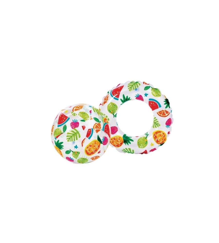 SET PISCINA, SALVAGENTE E PALLA INTEX IN VINILE STAMPA FANTASIA - COD. 59469NP