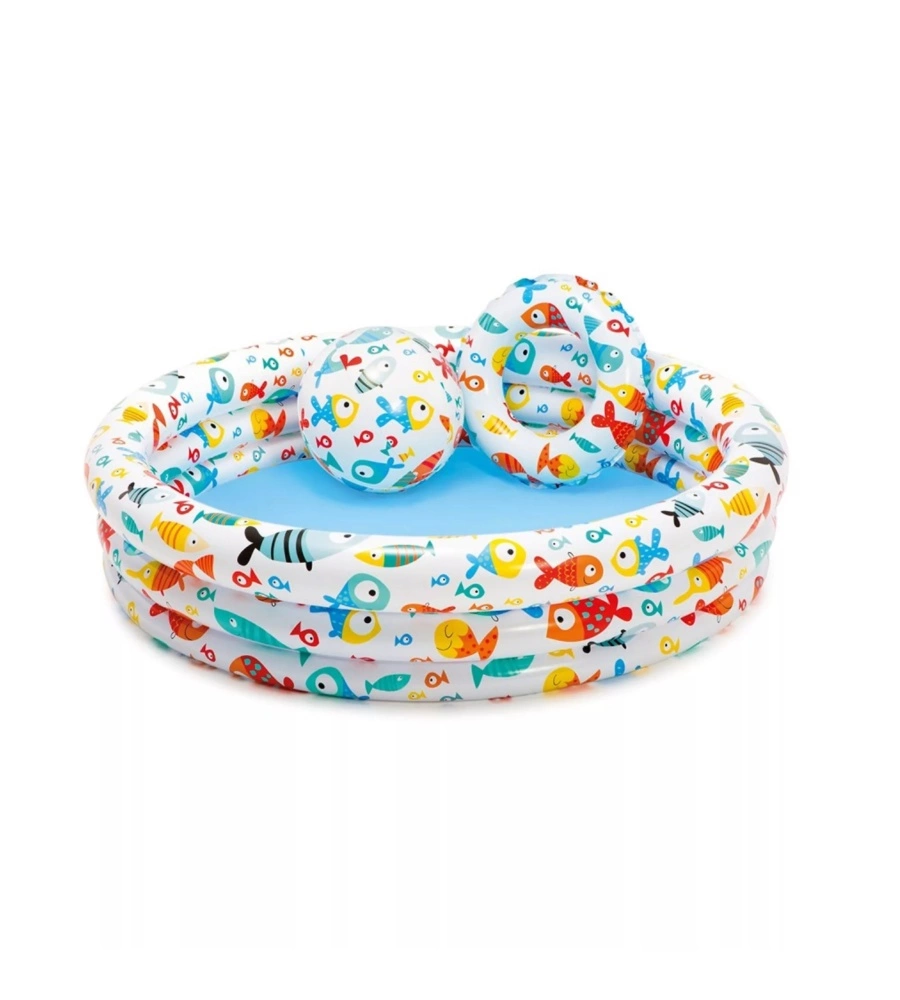 SET PISCINA, SALVAGENTE E PALLA INTEX IN VINILE STAMPA FANTASIA - COD. 59469NP