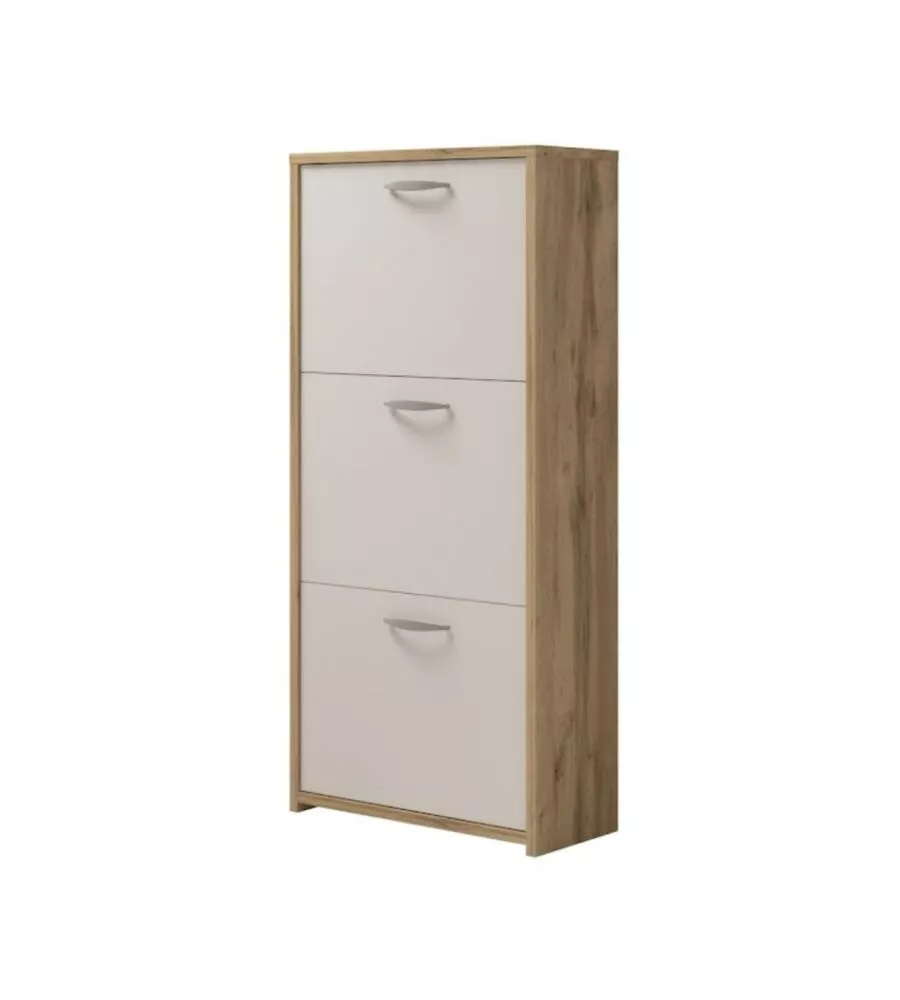 Scarpiera 3 ante BellaHome legno e bianco 50x25x113 cm