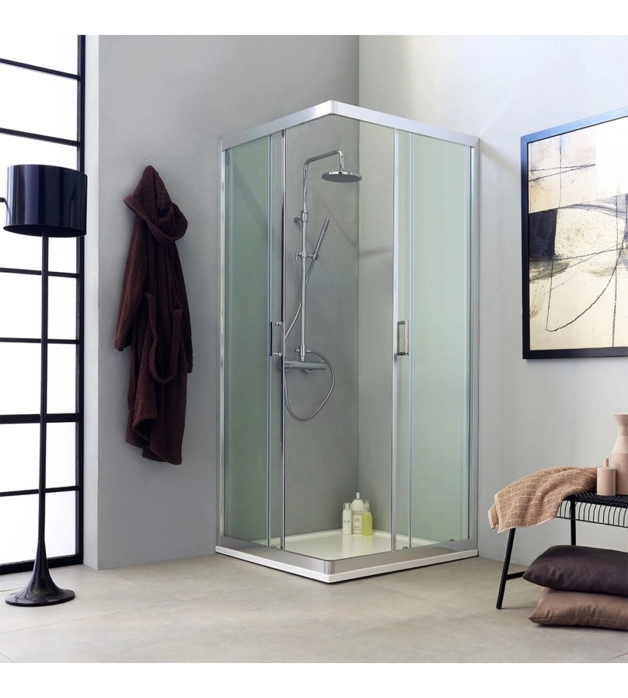 Box doccia quadrato "Marte" cromato 90x90x195 cm