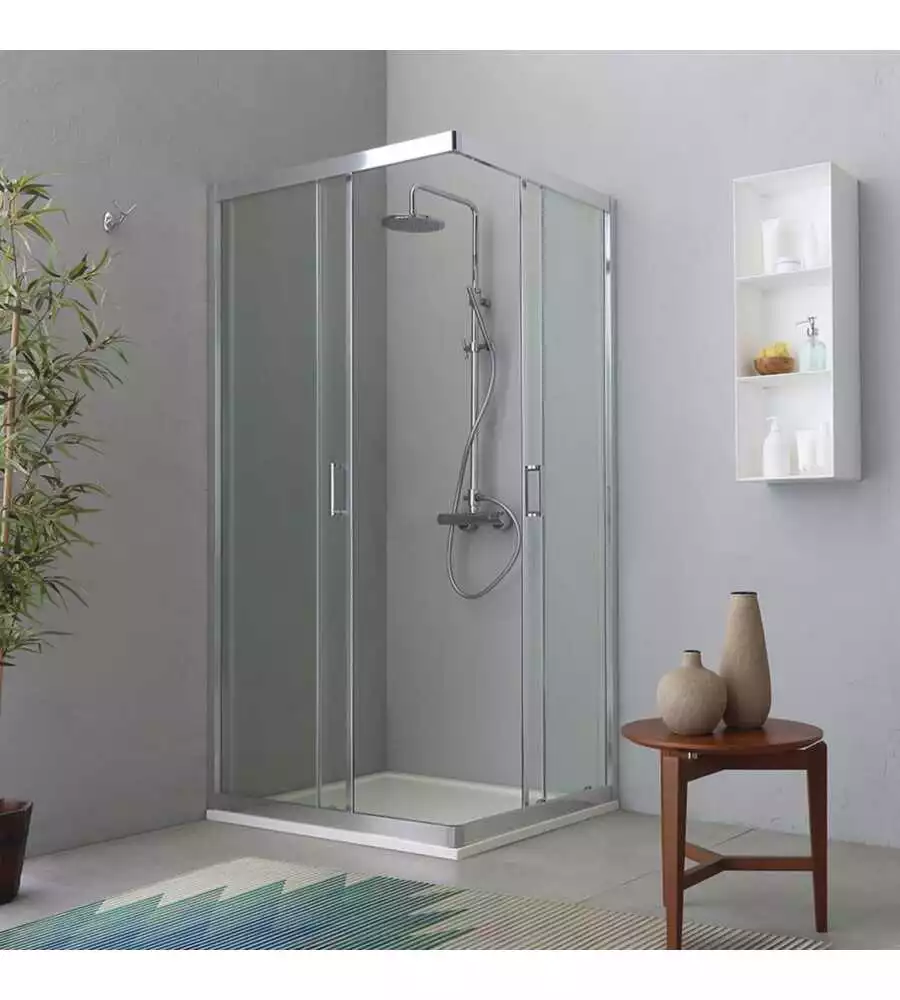 Box doccia angolare "Marte" cromato 80x120x195 cm