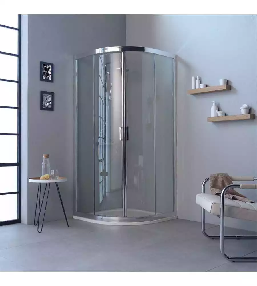 Box doccia "Marte" semicircolare cromato 90x90x195 cm