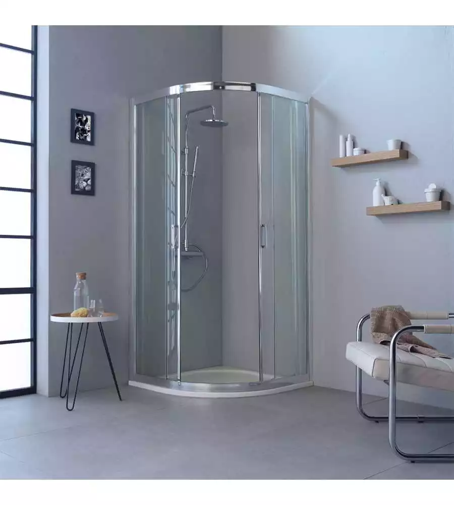 Box doccia "Marte" semicircolare cromato 90x90x195 cm