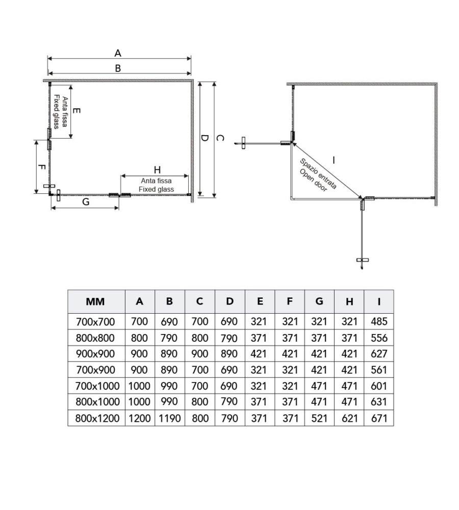 Box doccia rettangolare "Stella" cromato 80x100x190 cm