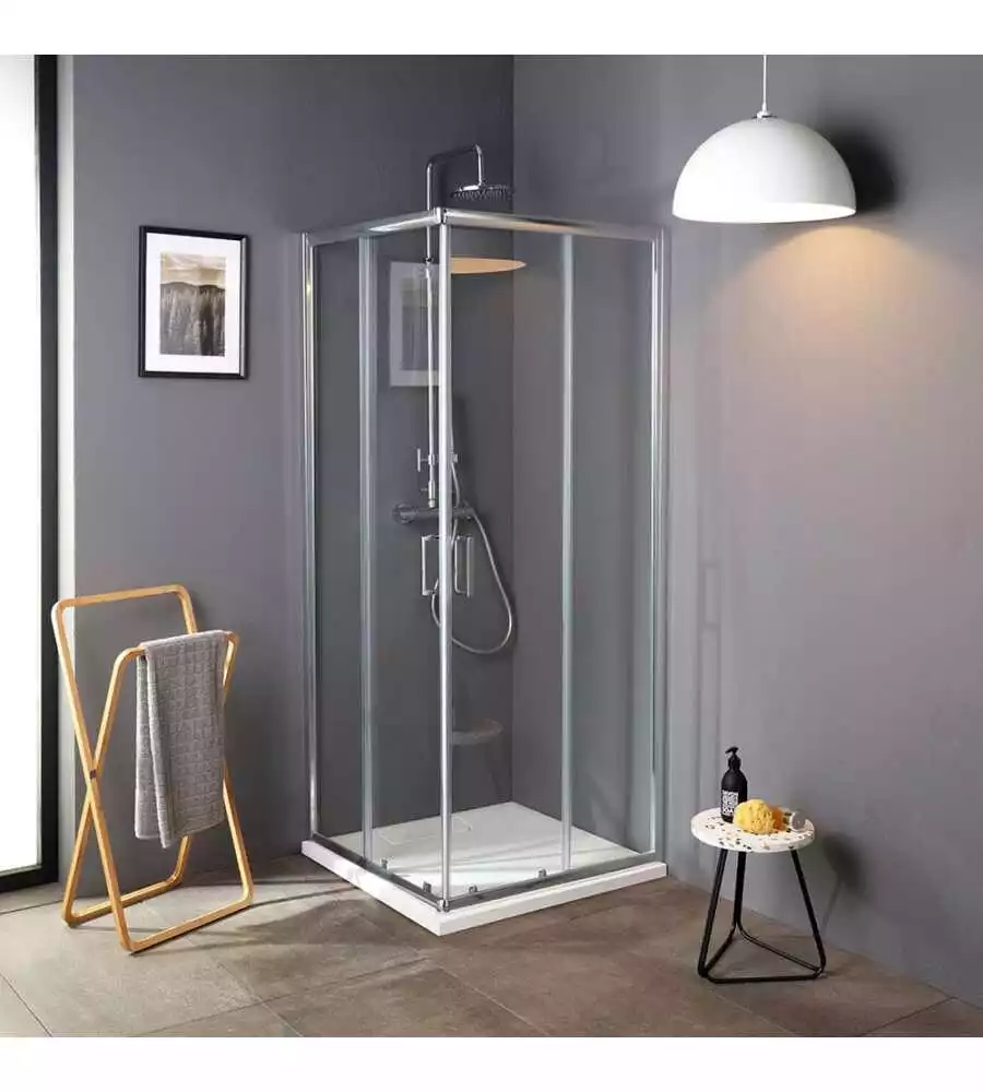 Box doccia quadrata "Terra" cromato 80x80x185 cm