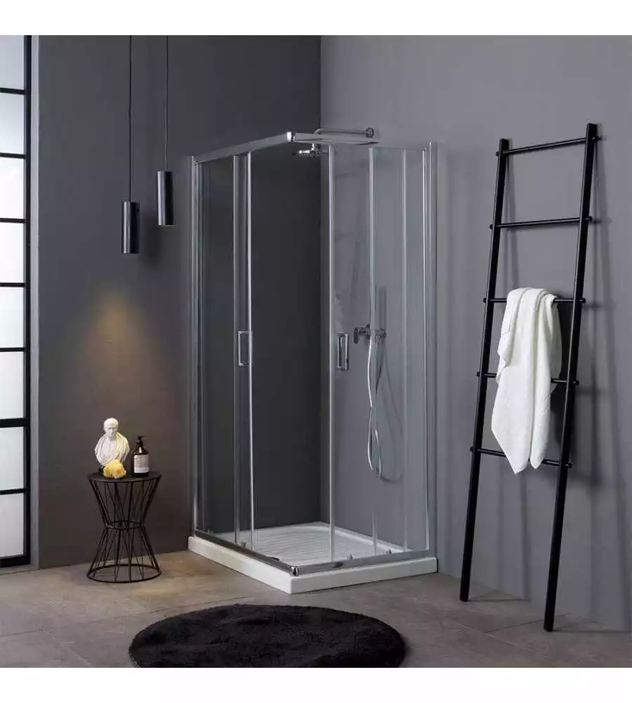 Box doccia rettangolare "Terra" cromato 70x90x185 cm
