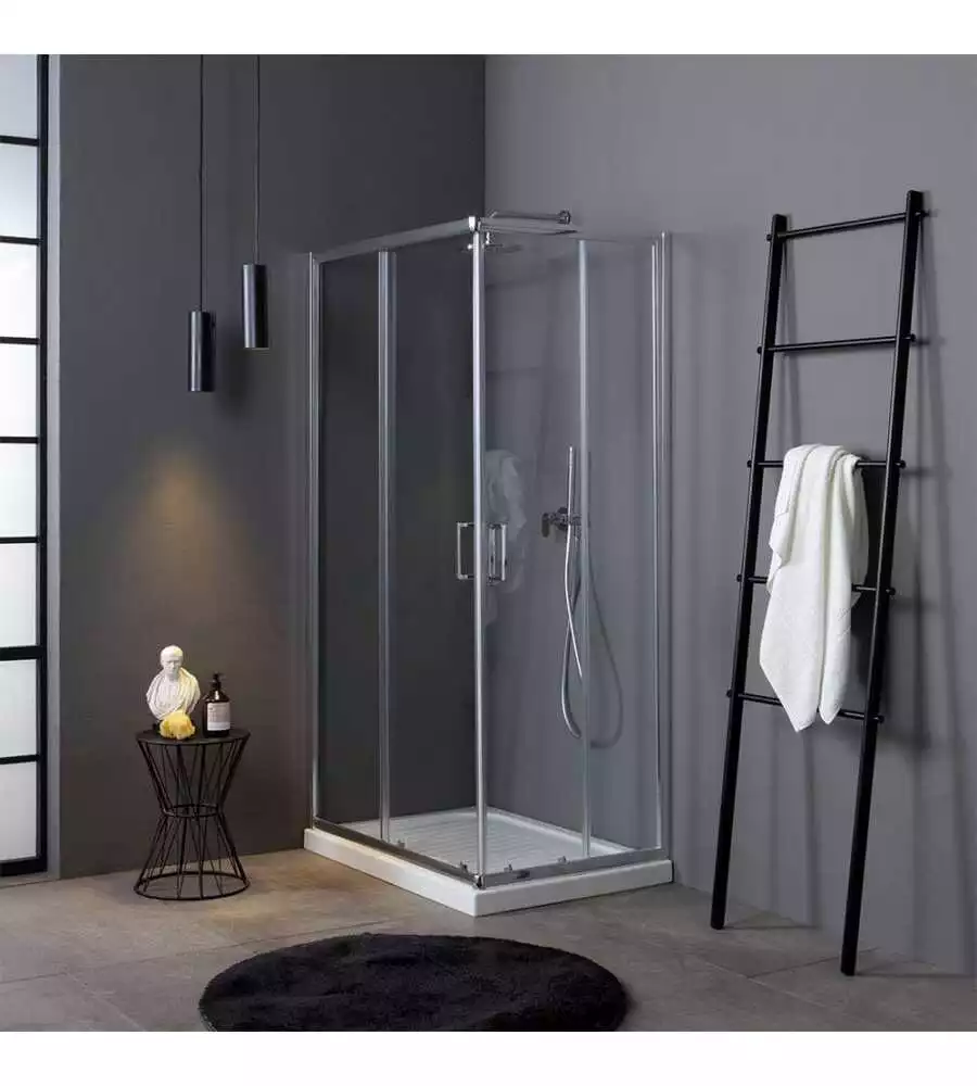 Box doccia rettangolare "Terra" cromato 70x10x185 cm