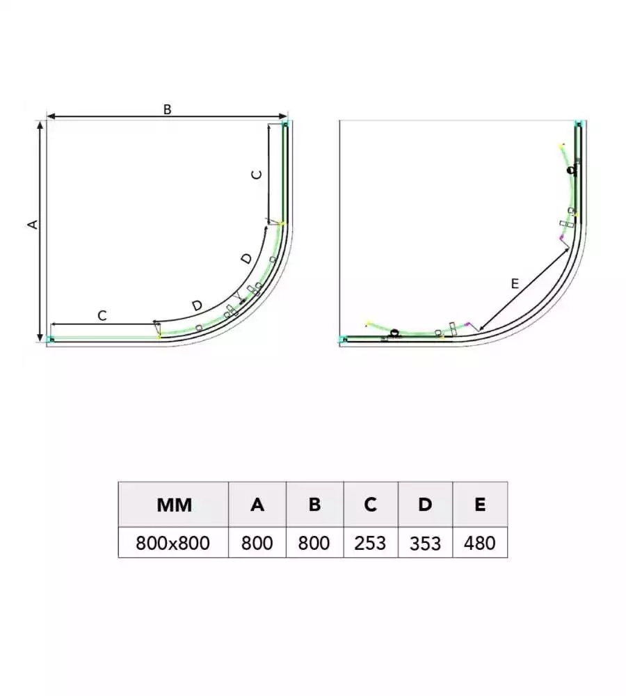 Box doccia angolare "Terra" cromato 80x80x185 cm