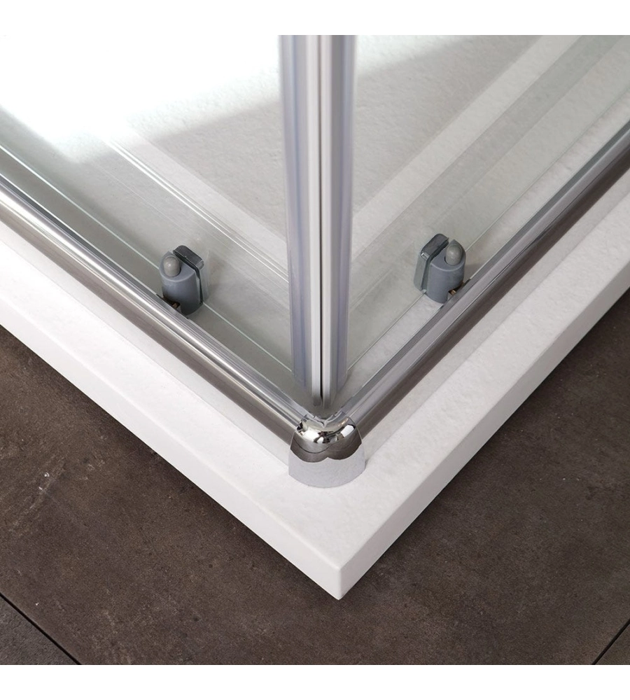 Box doccia quadrato "Terra" in alluminio cromato 70x70x185 cm