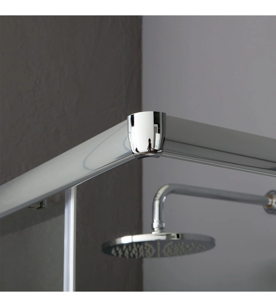 Box doccia rettangolare "Terra" in alluminio cromato 70x90x185 cm